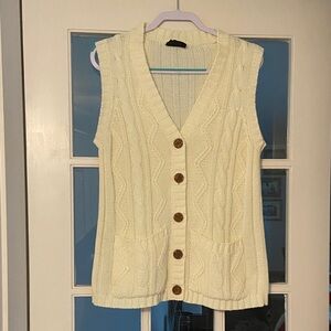Vintage Women's Cream Cable Knit Sweater Vest